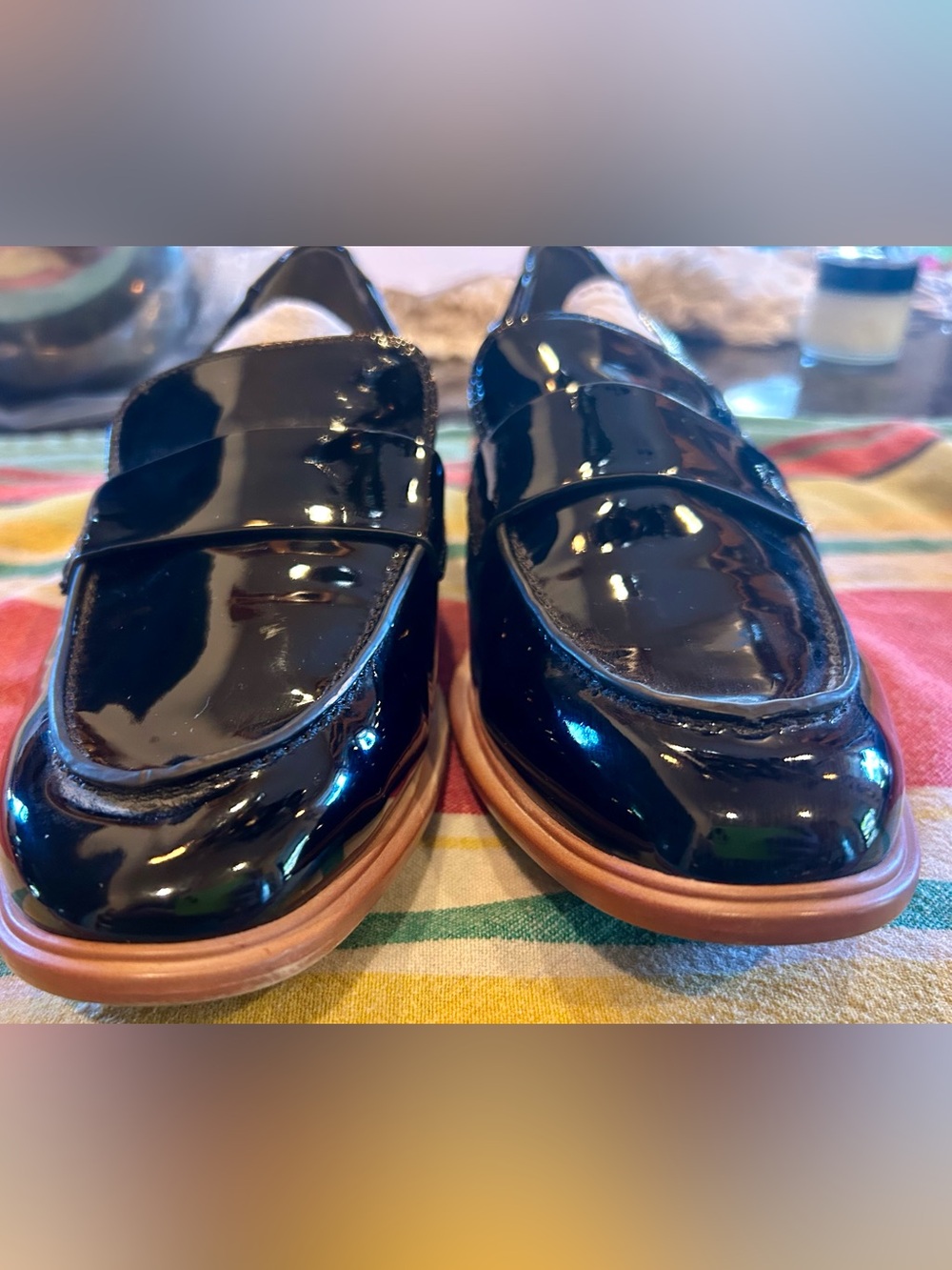Gorgeous condition Franco Sarto black patent penny loafers - women size 9.5 - Picture 5 of 7